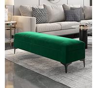 Banco tapizado de terciopelo verde Slish - no requiere montaje, extremo de cama de alta calidad, 60 x 40 x 43 cm / 24x16x17in - Diseño funcional y elegante