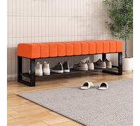 Banco tapizado for zapatos de entrada con almacenamiento, banco for dormitorio, extremo de la cama, zapatero de metal negro de 2 niveles for armario, pasillo, puerta, sala de estar, vestíbulo(Orange,1