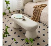 Banco tapizado, reposapiés de entrada de piel sintética Sherpa mullida para sala de estar, dormitorio, pasillo, mesa de café rectangular moderna alternativa
