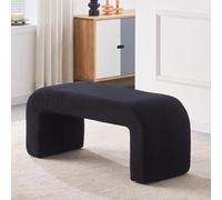 Banco tapizado Sherpa mullido, taburete moderno para el extremo de la cama, pequeño banco de tocador negro para sala de estar, dormitorio, entrada, elegante solución de almacenamiento