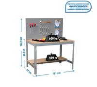 Banco trabajo 1445x1210x610 SIMONWORK BT2 1200 GRIS/MADERA marca SIMONRACK