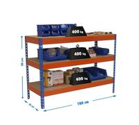 Banco trabajo 900x1800x450 SIMONWORK BASIC 3 901845-3 AZUL/NARANJA/MADERA marca SIMONRACK