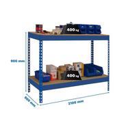 Banco trabajo 900x2100x900 SIMONWORK BASIC 2 902190-2 AZUL/MADERA marca SIMONRACK