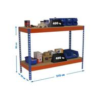 Banco trabajo 900x2100x900 SIMONWORK BASIC 2 902190-2 AZUL/NARANJA/MADERA marca SIMONRACK