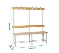 Simon Rack Banco Vestuario Madera Pino Barnizado, 1500x1600x350 mm (Alto*Ancho*Largo), Banco con Perchero, Estructura Acero, Desmontado, Simonlocker