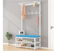 Banco zapatero 4 en 1 con colgador de abrigos, armario de almacenamiento elegante para zapatos y abrigos, dimensiones: 60 x 33 x 170 cm, ideal para entrada en casa