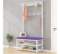 Banco zapatero 4 en 1 con perchero, estante de almacenamiento para zapatos de entrada y percha, armario que ahorra espacio para pasillo (tamaño: 100 x 33 x 170 cm)