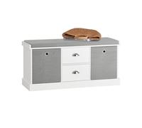 SoBuy FSR66-HG Zapatero Banco con 2 cajones y 2 cestas,Banco con almacenaje,L100 x P35 x H50cm,ES