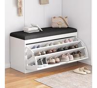 Banco Zapatero, Asiento Almacenamiento con Gabinete De Zapatos Madera, para Entrada, Pasillo, Dormitorio, Blanco (Color : Black, Size : 80 * 30 * 45cm)