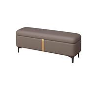 Banco Zapatero Asiento Banco De Almacenamiento Banco De Cuero Tapizado Al Final De La Cama para Almacenamiento Y Asiento Largo Moderno con Pie De Metal para Sala(Brown,60x40x40cm)