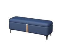 Banco Zapatero Asiento Banco De Almacenamiento Banco De Cuero Tapizado Al Final De La Cama para Almacenamiento Y Asiento Largo Moderno con Pie De Metal para Sala(Blue 2,80x40x40cm)