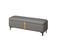 Banco Zapatero Asiento Banco De Almacenamiento Banco De Cuero Tapizado Al Final De La Cama para Almacenamiento Y Asiento Largo Moderno con Pie De Metal para Sala(Dark Gray,120x40x40cm)