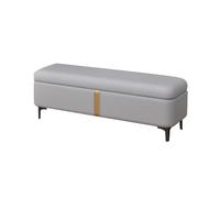 Banco Zapatero Asiento Banco De Almacenamiento Banco De Cuero Tapizado Al Final De La Cama para Almacenamiento Y Asiento Largo Moderno con Pie De Metal para Sala(Light Gray,120x40x40cm)