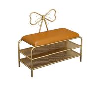 Banco Zapatero, Banco de Entrada con Asiento Acolchado, Banco Resistente para Guardar Zapatos de 2 Niveles con Malla metálica, Ahorra Espacio, Estilo Moderno, Banco para Zapatos para dormito