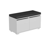 [en.casa] Banco Zapatero Brande con 4 Compartimientos Organizador de Calzados con Asiento Tapizado Recibidor Aglomerado Textil 42 x 80 x 35 cm - Blanco/Negro