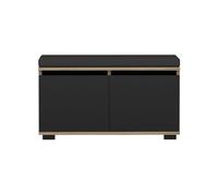 [en.casa] Banco Zapatero Brande con 4 Compartimientos Organizador de Calzados con Asiento Tapizado Recibidor Aglomerado Textil 42 x 80 x 35 cm - Roble/Negro