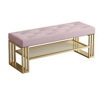 Banco Zapatero Cojín de Felpa Estructura de Hierro Banco Tapizado for Zapatos Estante de Zapatos de 3 Niveles for Espacios Pequeños, Vestíbulo, Pasillos(Pinks,80 * 25 * 40)