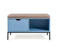 [en.casa] Banco Zapatero Colwyn con Cajón y Cojín Mueble Recibidor para Dormitorio Vestíbulo Entrada máx. 120 kg MDF Metal Textil 80 x 40 x 45 cm - Azul Gris
