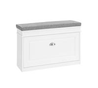 SoBuy Zapatero Entrada Recibidor con Cajón - Banco Zapatero con Asiento y Almacenaje Compacto 60x24x51 cm - Puff para Recibidor, Dormitorio o Salón, Blanco, FSR82-L-W