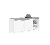 SoBuy Banco Zapatero con 2 Puertas para Entrada Dormitorio Banco de Almacenamiento de Asiento con 2 Estantes Abiertos Blanco 105 x 35 x 51 cm FSR168-W ES