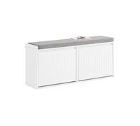 SoBuy Banco Zapatero con Asiento - Zapatero Recibidor para Entrada y Recibidor, Almacenaje para 8-10 Pares de Zapatos, 155kg de Carga, Diseño Moderno, Blanco, 100x26x46cm, FSR98-XL-W