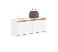 SoBuy Banco Zapatero con Asiento y 2 Solapas - Banco Almacenaje con Estantes Ajustables, Zapatero Entrada Recibidor Dormitorio - Blanco, 104x30x47cm, 240kg - FSR171-W