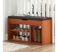 Banco zapatero con cajón de almacenamiento oculto, asiento acolchado, moderno taburete de entrada para pasillo, baño y sala de estar, mueble funcional para organización del hogar