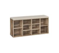 Banco Zapatero con Cojín y 10 Compartimientos 30 x 104 x 48 cm Marrón Camello