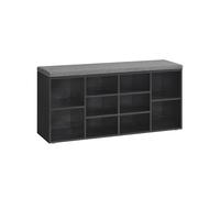 VASAGLE - Banco para Zapatos, Banco de Almacenamiento con cojín Acolchado, 10 Compartimentos, estantes Ajustables, para Sala de Estar, Pasillo, 30 x 104 x 48 cm, Negro leñoso LHS010B07