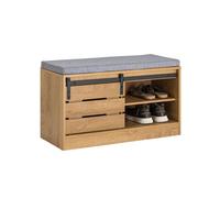 Banco zapatero con puerta corrediza de granero armario de almacenamiento para entrada con estantes natural 80 x 35 x 48 cm fsr120-n sobuy