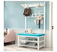 Banco zapatero de 2 niveles con 12 ganchos antideslizantes, reposapiés para entrada, perchero, almacenamiento elegante para dormitorio, pasillo, sala de estar, nizer multifuncional