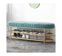 Banco zapatero de 3 niveles con asiento acolchado y estantes de malla de metal, ideal para entrada, pasillo, puerta delantera, jardín, garaje, baño y sala de estar, organizador de zapatos para