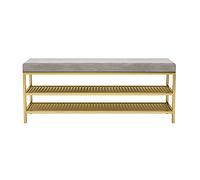 Banco zapatero de 3 niveles con cojín, elegante organizador de almacenamiento de entrada del norte de Europa para pasillo, baño y sala de estar, estante para zapatos de fácil montaje