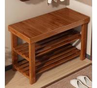 Banco zapatero de bambú banco almacenaje con asiento Estantería 2 Filas for 6~8 Pares de Zapatos banco almacenaje for Entrada, Pasillo, Sala de Estar(Brown,60cm)
