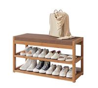 Banco zapatero de bambú de 2 niveles con cajón oculto y soporte lateral para entrada, sala de estar, balcón, almacenamiento elegante, 40 x 16 x 9.5 pulgadas