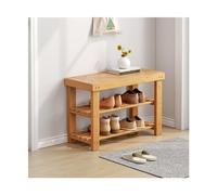 Banco zapatero de bambú natural con espacio de almacenamiento para entrada, sala de estar, dormitorio, 2/3 niveles en estilo simple, compacto y elegante estante para zapatos (80 x 25) que ahorra