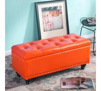 Banco Zapatero de Cuero, 2 en 1, Caja de Almacenamiento y Asiento, Banco al Final de la Cama con reposapiés, Taburete Cambiador de Zapatos para Dormitorio, Pasillo o Sala de Estar (Color 1)