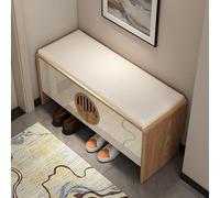 Banco zapatero de doble capa con asiento acolchado y estructura metálica. Zapatero ideal para entrada, dormitorio, sala de estar o pasillo. Una solución de almacenamiento elegante y funciona