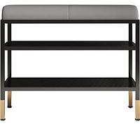 Banco zapatero de estilo nórdico con asiento acolchado, banco de almacenamiento de doble capa para entrada y dormitorio, diseño moderno para decoración del hogar