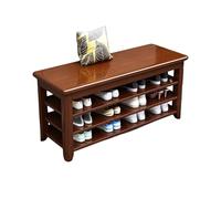 Banco Zapatero De Madera Al Pie De La Cama Con Estante Abierto, Ideal For Recibidor, Dormitorio O Entrada.(Walnut,110cm)