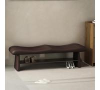 Banco zapatero de madera maciza con asiento tapizado en cuero sintético | Diseño ergonómico, madera resistente, estante de almacenamiento, estilo minimalista(Rosso,80cm/31.4in)