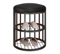 Banco zapatero de metal para espacio pequeño para entrada, taburete cambiador de zapatos de 2 niveles para espacios pequeños, banco de entrada con almacenamiento de zapatos