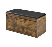 [en.casa] Banco Zapatero Degerfors con Cajón Mueble Zapatero para 3 Pares de Calzado con Asiento Tapizado para Entrada Recibidor Dormitorio Aglomerado Polipiel 80 x 39 x 45 cm - Roble Oscuro/Negro
