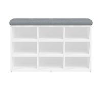 Banco zapatero doll 9 estantes con asiento acolchado blanco 50x82x32 cm
