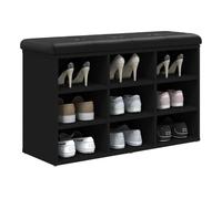 vidaXL Banco Zapatero, Mueble para Zapatos, Banco de Almacenaje para Juguetes, Asiento para Pasillo Salón, Madera de Ingeniería Negro