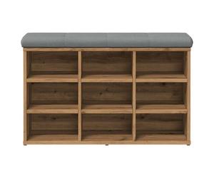 Banco zapatero doll 9 estantes con asiento acolchado roble 50x82x32 cm