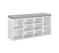 [en.casa] Banco Zapatero - Zapatero tapizado - 103 x 30 x 48 cm - Blanco/Gris - 10 Compartimentos