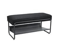Banco zapatero lillehammer metal/textil 90x37x42cm - negro [en.casa]