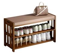 Banco Zapatero para Pasillo, Entrada, Estante de bambú con cojín extraíble y Puertas correderas (Color: B), 6 Unidades