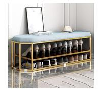 Banco Zapatero para Pasillo, Zapatero de 3 Niveles, con Asiento Acolchado y Estructura de Acero, Mueble Industrial Decorativo (Color: A, tamaño: 80 x 30 x 40 cm)